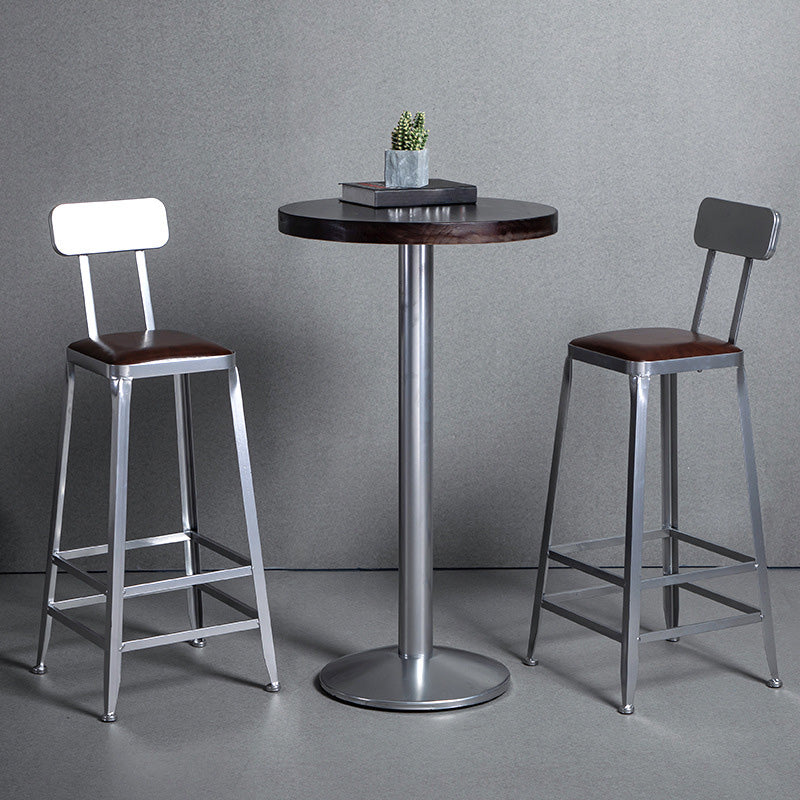 Industrial Coffee Shop Footrest Stools Silver Iron Bar Stool Clearhalo 'Bar Furniture' 'Bar Stools' 'bar_stools' 'furn' 'furn_bar_stools' 'Furniture' 'furniture_bar_stools' 'Kitchen & Dining Furniture' 4984430