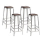 Industrial Coffee Shop Footrest Stools Silver Iron Bar Stool Backless 4 Piece Set Bar Stool(31"H) Clearhalo 'Bar Furniture' 'Bar Stools' 'bar_stools' 'furn' 'furn_bar_stools' 'Furniture' 'furniture_bar_stools' 'Kitchen & Dining Furniture' 4984431