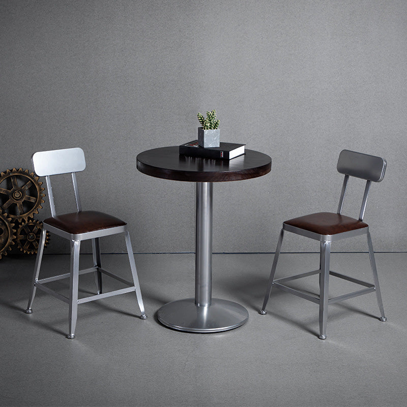 Industrial Coffee Shop Footrest Stools Silver Iron Bar Stool Clearhalo 'Bar Furniture' 'Bar Stools' 'bar_stools' 'furn' 'furn_bar_stools' 'Furniture' 'furniture_bar_stools' 'Kitchen & Dining Furniture' 4984437