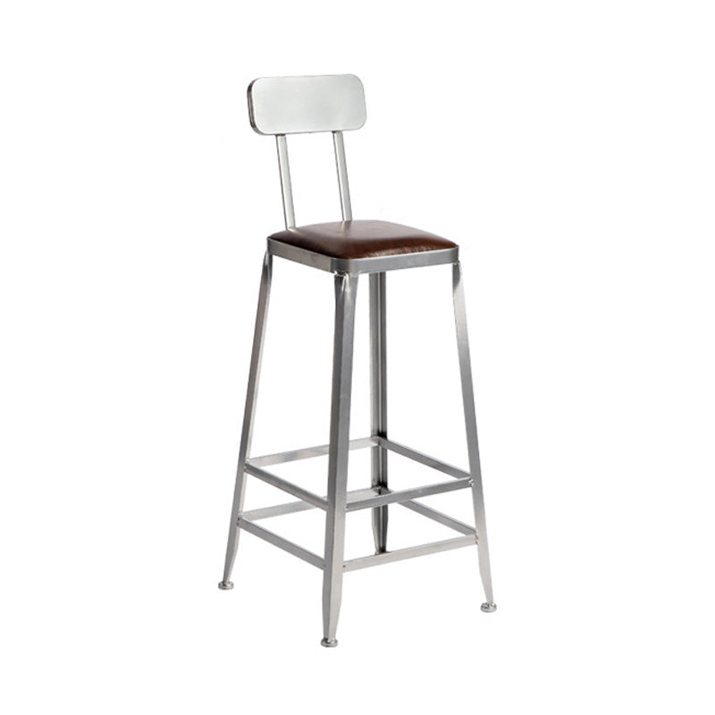 Industrial Coffee Shop Footrest Stools Silver Iron Bar Stool Clearhalo 'Bar Furniture' 'Bar Stools' 'bar_stools' 'furn' 'furn_bar_stools' 'Furniture' 'furniture_bar_stools' 'Kitchen & Dining Furniture' 4984438