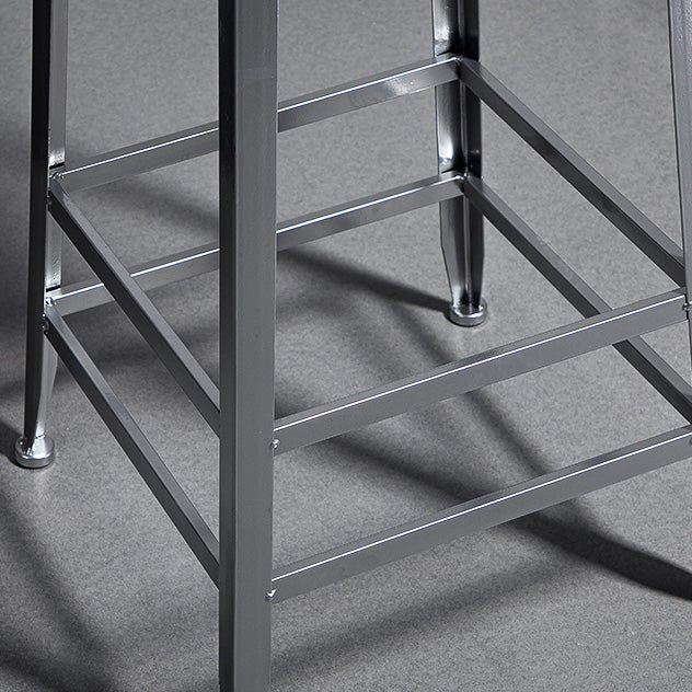 Industrial Coffee Shop Footrest Stools Silver Iron Bar Stool Clearhalo 'Bar Furniture' 'Bar Stools' 'bar_stools' 'furn' 'furn_bar_stools' 'Furniture' 'furniture_bar_stools' 'Kitchen & Dining Furniture' 4984442