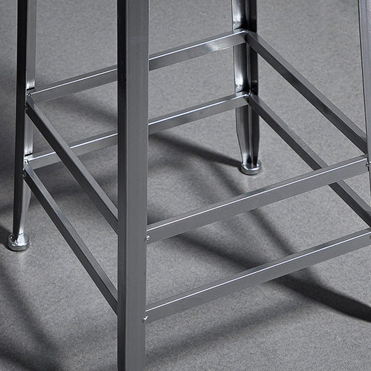 Industrial Coffee Shop Footrest Stools Silver Iron Bar Stool Clearhalo 'Bar Furniture' 'Bar Stools' 'bar_stools' 'furn' 'furn_bar_stools' 'Furniture' 'furniture_bar_stools' 'Kitchen & Dining Furniture' 4984442