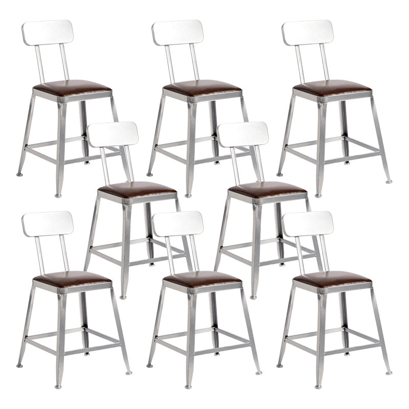 Industrial Coffee Shop Footrest Stools Silver Iron Bar Stool With Back 8 Piece Set Short Stool(18"H) Clearhalo 'Bar Furniture' 'Bar Stools' 'bar_stools' 'furn' 'furn_bar_stools' 'Furniture' 'furniture_bar_stools' 'Kitchen & Dining Furniture' 4984451