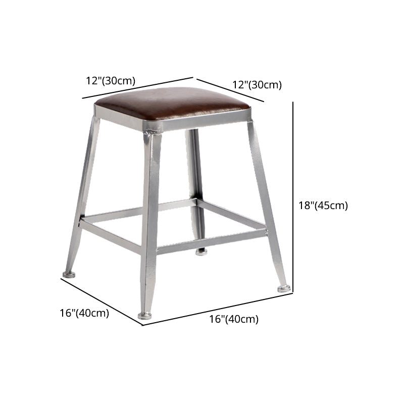 Industrial Coffee Shop Footrest Stools Silver Iron Bar Stool Clearhalo 'Bar Furniture' 'Bar Stools' 'bar_stools' 'furn' 'furn_bar_stools' 'Furniture' 'furniture_bar_stools' 'Kitchen & Dining Furniture' 4984455