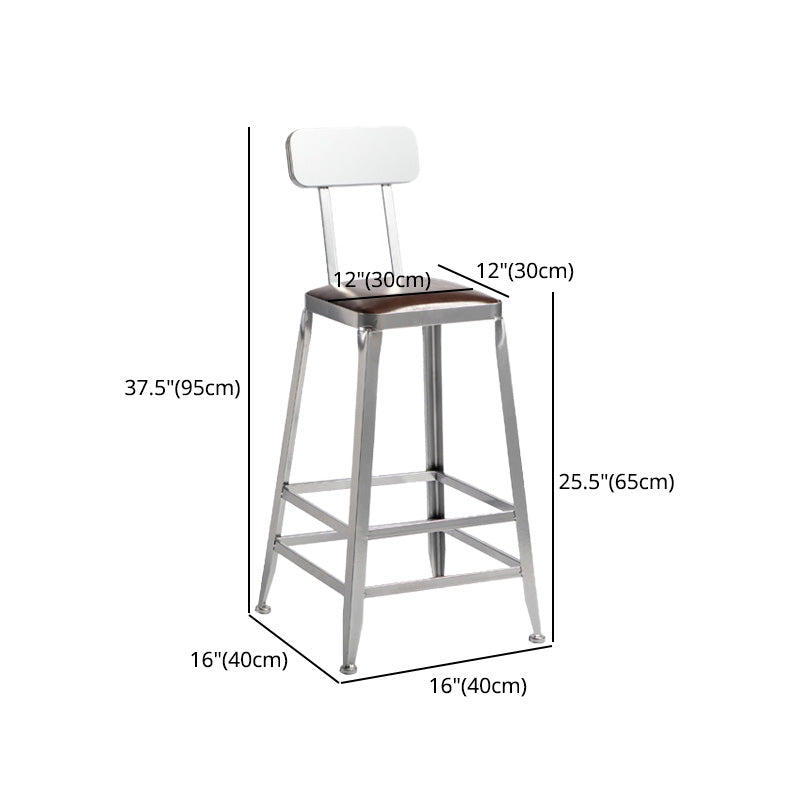 Industrial Coffee Shop Footrest Stools Silver Iron Bar Stool Clearhalo 'Bar Furniture' 'Bar Stools' 'bar_stools' 'furn' 'furn_bar_stools' 'Furniture' 'furniture_bar_stools' 'Kitchen & Dining Furniture' 4984456