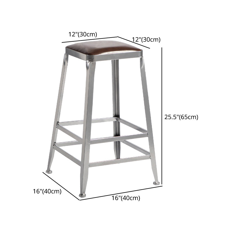 Industrial Coffee Shop Footrest Stools Silver Iron Bar Stool Clearhalo 'Bar Furniture' 'Bar Stools' 'bar_stools' 'furn' 'furn_bar_stools' 'Furniture' 'furniture_bar_stools' 'Kitchen & Dining Furniture' 4984457