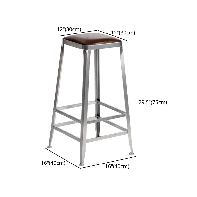 Industrial Coffee Shop Footrest Stools Silver Iron Bar Stool Clearhalo 'Bar Furniture' 'Bar Stools' 'bar_stools' 'furn' 'furn_bar_stools' 'Furniture' 'furniture_bar_stools' 'Kitchen & Dining Furniture' 4984459