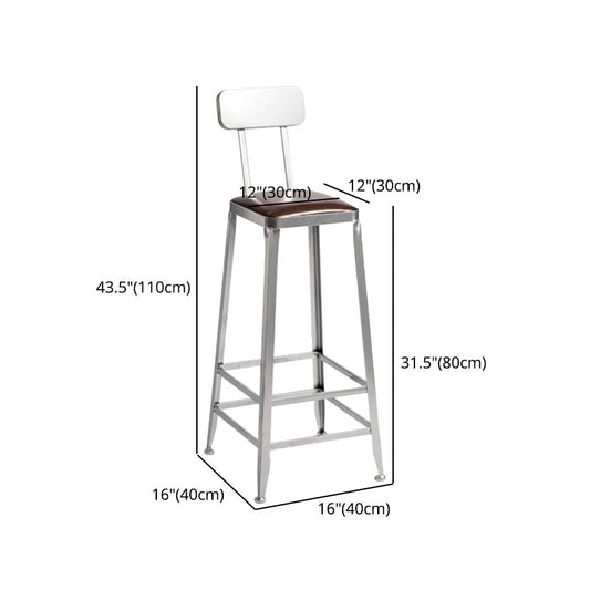 Industrial Coffee Shop Footrest Stools Silver Iron Bar Stool Clearhalo 'Bar Furniture' 'Bar Stools' 'bar_stools' 'furn' 'furn_bar_stools' 'Furniture' 'furniture_bar_stools' 'Kitchen & Dining Furniture' 4984460