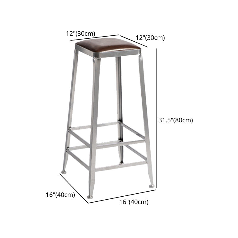 Industrial Coffee Shop Footrest Stools Silver Iron Bar Stool Clearhalo 'Bar Furniture' 'Bar Stools' 'bar_stools' 'furn' 'furn_bar_stools' 'Furniture' 'furniture_bar_stools' 'Kitchen & Dining Furniture' 4984461