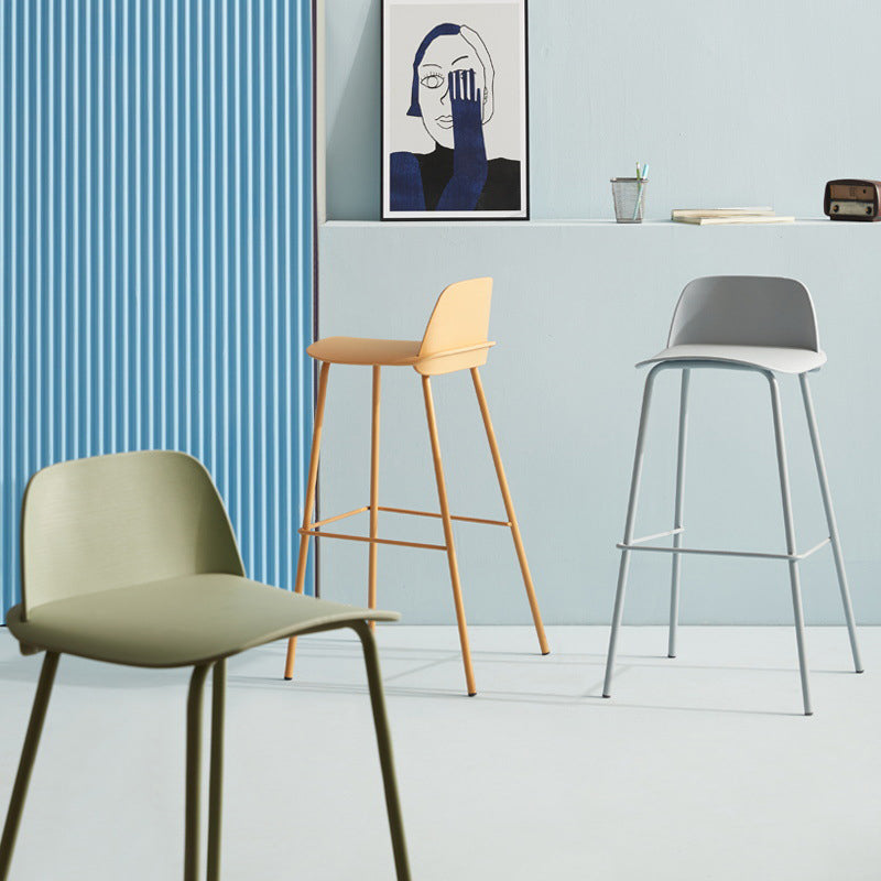 Scandinavian Living Room Low Back Stool Matte Finish Plastic Barstool Clearhalo 'Bar Furniture' 'Bar Stools' 'bar_stools' 'furn' 'furn_bar_stools' 'Furniture' 'furniture_bar_stools' 'Kitchen & Dining Furniture' 4984468