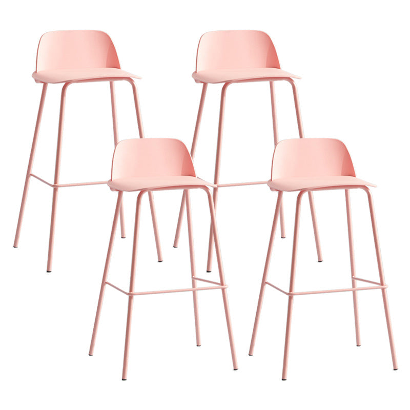 Scandinavian Living Room Low Back Stool Matte Finish Plastic Barstool Pink 4 Piece Set Clearhalo 'Bar Furniture' 'Bar Stools' 'bar_stools' 'furn' 'furn_bar_stools' 'Furniture' 'furniture_bar_stools' 'Kitchen & Dining Furniture' 4984497