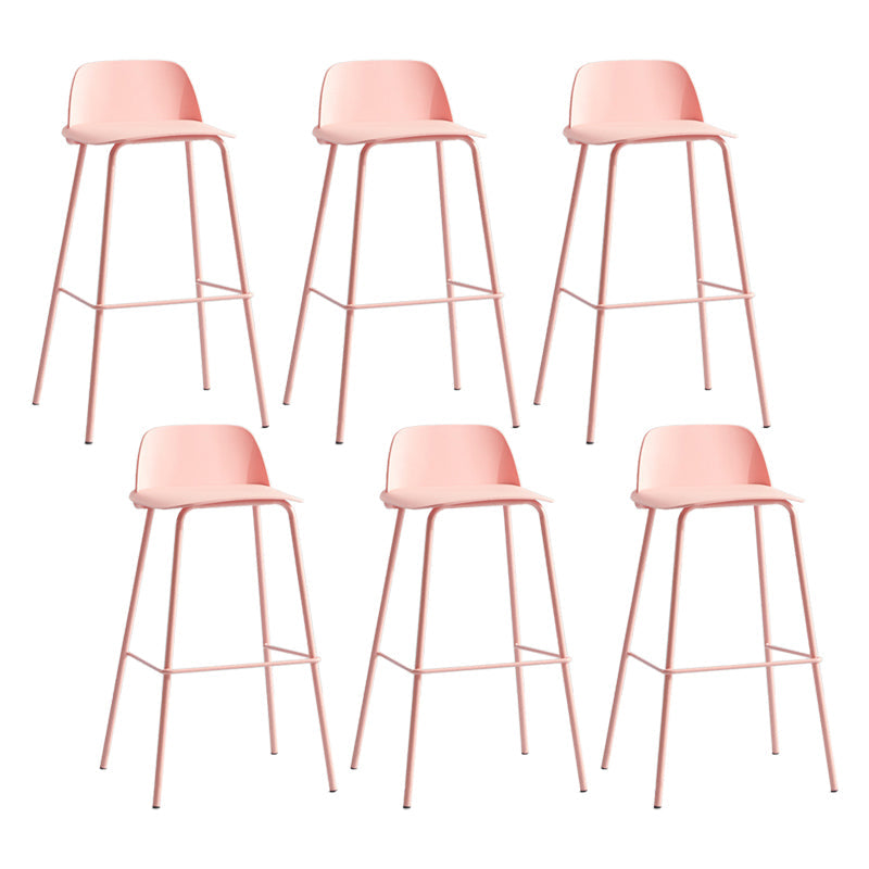 Scandinavian Living Room Low Back Stool Matte Finish Plastic Barstool Pink 6 Piece Set Clearhalo 'Bar Furniture' 'Bar Stools' 'bar_stools' 'furn' 'furn_bar_stools' 'Furniture' 'furniture_bar_stools' 'Kitchen & Dining Furniture' 4984498