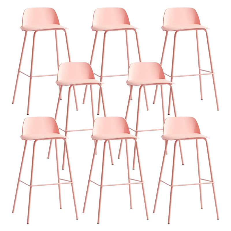 Scandinavian Living Room Low Back Stool Matte Finish Plastic Barstool Pink 8 Piece Set Clearhalo 'Bar Furniture' 'Bar Stools' 'bar_stools' 'furn' 'furn_bar_stools' 'Furniture' 'furniture_bar_stools' 'Kitchen & Dining Furniture' 4984499