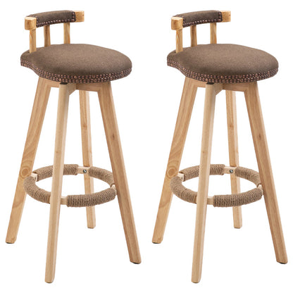 Modern Rubberwood Restaurant Stool Matte Finish Upholstered Bar Stools Coffee Set of 2 Clearhalo 'Bar Furniture' 'Bar Stools' 'bar_stools' 'Furniture' 'furniture_bar_stools' 'Kitchen & Dining Furniture' 4984503