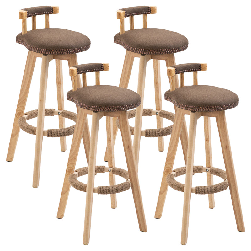 Modern Rubberwood Restaurant Stool Matte Finish Upholstered Bar Stools Coffee Set of 4 Clearhalo 'Bar Furniture' 'Bar Stools' 'bar_stools' 'Furniture' 'furniture_bar_stools' 'Kitchen & Dining Furniture' 4984505