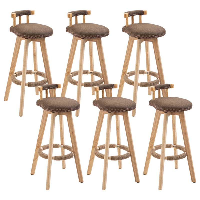Modern Rubberwood Restaurant Stool Matte Finish Upholstered Bar Stools Coffee Set of 6 Clearhalo 'Bar Furniture' 'Bar Stools' 'bar_stools' 'Furniture' 'furniture_bar_stools' 'Kitchen & Dining Furniture' 4984507