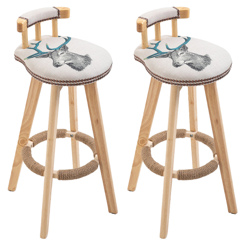 Modern Rubberwood Restaurant Stool Matte Finish Upholstered Bar Stools Beige-Blue Set of 2 Clearhalo 'Bar Furniture' 'Bar Stools' 'bar_stools' 'Furniture' 'furniture_bar_stools' 'Kitchen & Dining Furniture' 4984511