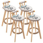Modern Rubberwood Restaurant Stool Matte Finish Upholstered Bar Stools Beige-Blue Set of 4 Clearhalo 'Bar Furniture' 'Bar Stools' 'bar_stools' 'Furniture' 'furniture_bar_stools' 'Kitchen & Dining Furniture' 4984512