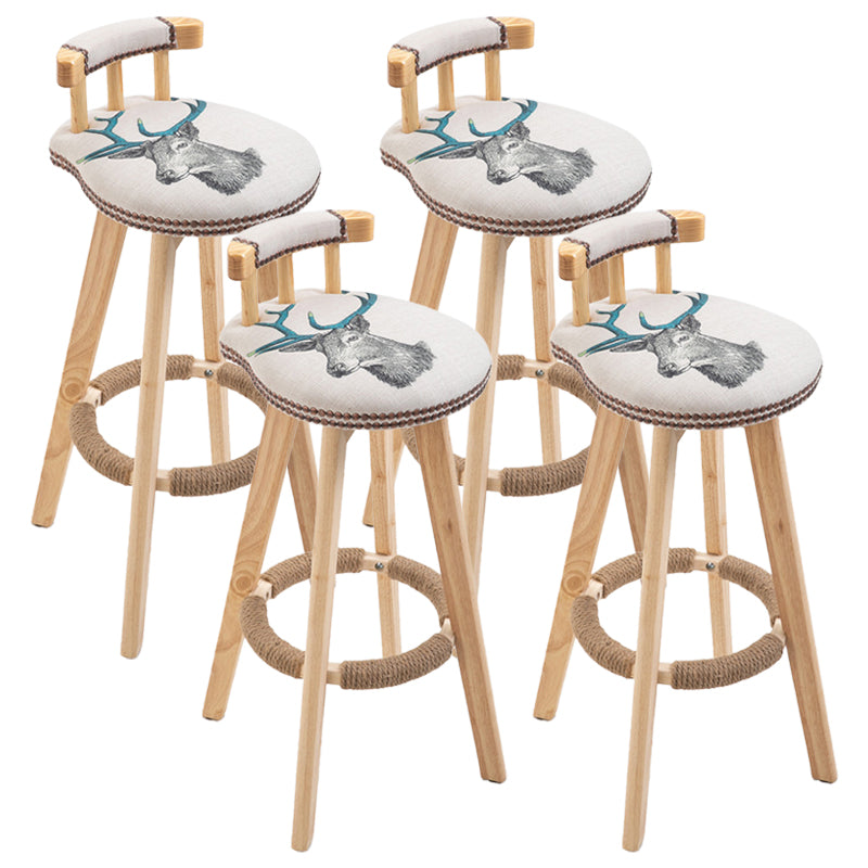 Modern Rubberwood Restaurant Stool Matte Finish Upholstered Bar Stools Beige-Blue Set of 4 Clearhalo 'Bar Furniture' 'Bar Stools' 'bar_stools' 'Furniture' 'furniture_bar_stools' 'Kitchen & Dining Furniture' 4984512