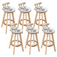 Modern Rubberwood Restaurant Stool Matte Finish Upholstered Bar Stools Beige-Blue Set of 6 Clearhalo 'Bar Furniture' 'Bar Stools' 'bar_stools' 'Furniture' 'furniture_bar_stools' 'Kitchen & Dining Furniture' 4984515