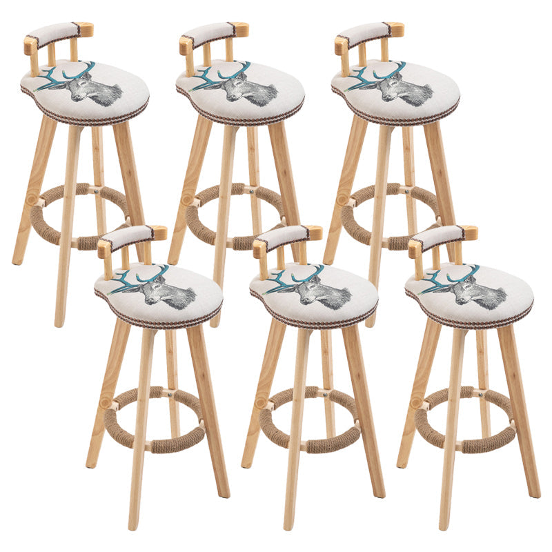 Modern Rubberwood Restaurant Stool Matte Finish Upholstered Bar Stools Beige-Blue Set of 6 Clearhalo 'Bar Furniture' 'Bar Stools' 'bar_stools' 'Furniture' 'furniture_bar_stools' 'Kitchen & Dining Furniture' 4984515