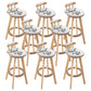 Modern Rubberwood Restaurant Stool Matte Finish Upholstered Bar Stools Beige-Blue Set of 8 Clearhalo 'Bar Furniture' 'Bar Stools' 'bar_stools' 'Furniture' 'furniture_bar_stools' 'Kitchen & Dining Furniture' 4984517