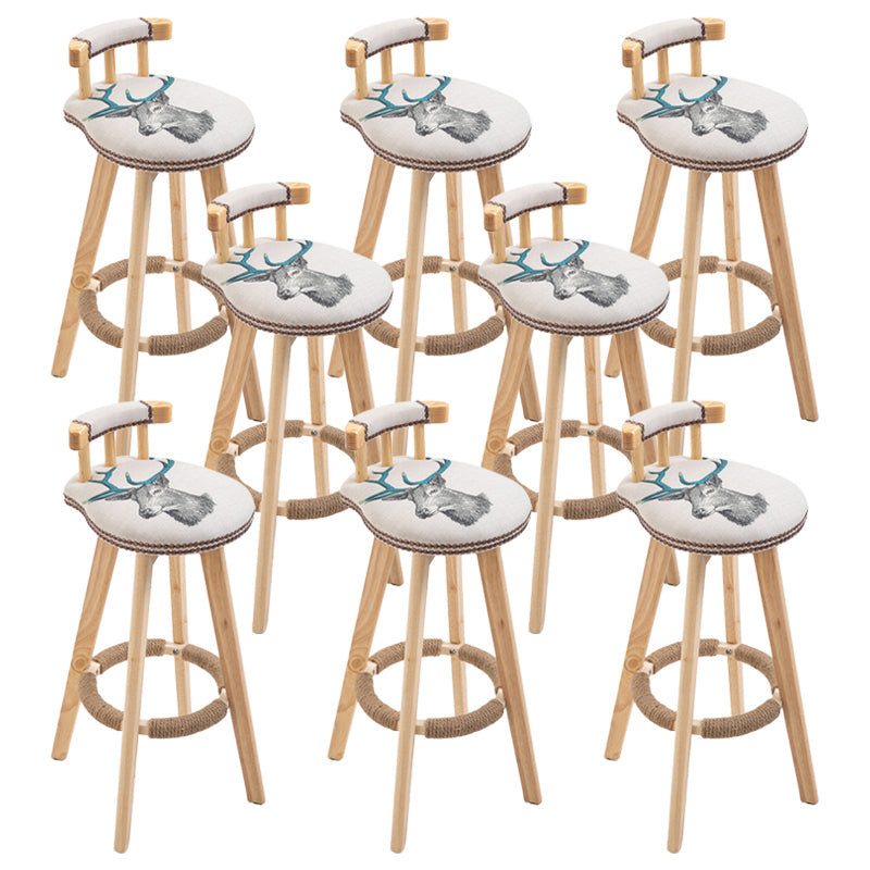 Modern Rubberwood Restaurant Stool Matte Finish Upholstered Bar Stools Beige-Blue Set of 8 Clearhalo 'Bar Furniture' 'Bar Stools' 'bar_stools' 'Furniture' 'furniture_bar_stools' 'Kitchen & Dining Furniture' 4984517