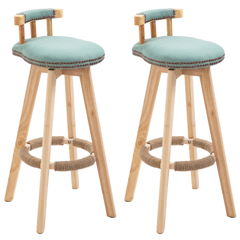 Modern Rubberwood Restaurant Stool Matte Finish Upholstered Bar Stools Mint Green Set of 2 Clearhalo 'Bar Furniture' 'Bar Stools' 'bar_stools' 'Furniture' 'furniture_bar_stools' 'Kitchen & Dining Furniture' 4984519