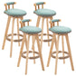 Modern Rubberwood Restaurant Stool Matte Finish Upholstered Bar Stools Mint Green Set of 4 Clearhalo 'Bar Furniture' 'Bar Stools' 'bar_stools' 'Furniture' 'furniture_bar_stools' 'Kitchen & Dining Furniture' 4984521