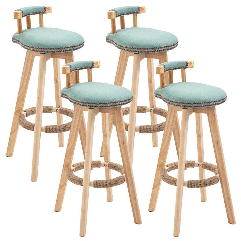Modern Rubberwood Restaurant Stool Matte Finish Upholstered Bar Stools Mint Green Set of 4 Clearhalo 'Bar Furniture' 'Bar Stools' 'bar_stools' 'Furniture' 'furniture_bar_stools' 'Kitchen & Dining Furniture' 4984521
