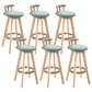 Modern Rubberwood Restaurant Stool Matte Finish Upholstered Bar Stools Mint Green Set of 6 Clearhalo 'Bar Furniture' 'Bar Stools' 'bar_stools' 'Furniture' 'furniture_bar_stools' 'Kitchen & Dining Furniture' 4984522