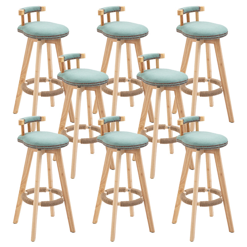 Modern Rubberwood Restaurant Stool Matte Finish Upholstered Bar Stools Mint Green Set of 8 Clearhalo 'Bar Furniture' 'Bar Stools' 'bar_stools' 'Furniture' 'furniture_bar_stools' 'Kitchen & Dining Furniture' 4984523