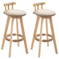 Modern Rubberwood Restaurant Stool Matte Finish Upholstered Bar Stools Khaki Set of 2 Clearhalo 'Bar Furniture' 'Bar Stools' 'bar_stools' 'Furniture' 'furniture_bar_stools' 'Kitchen & Dining Furniture' 4984524
