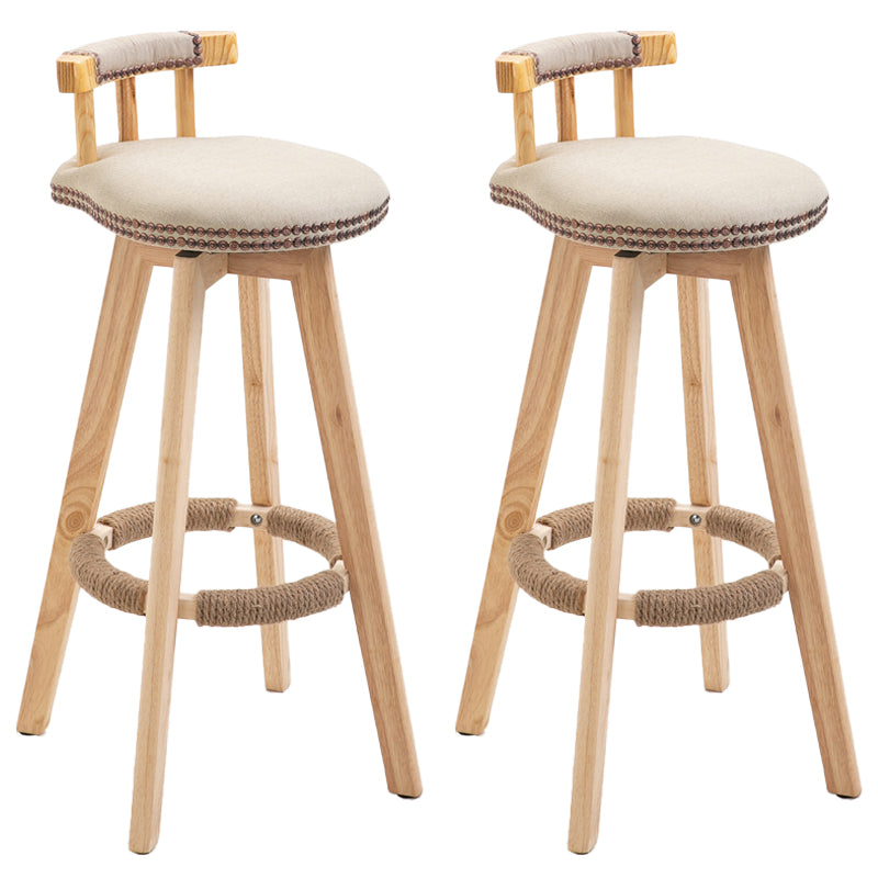 Modern Rubberwood Restaurant Stool Matte Finish Upholstered Bar Stools Khaki Set of 2 Clearhalo 'Bar Furniture' 'Bar Stools' 'bar_stools' 'Furniture' 'furniture_bar_stools' 'Kitchen & Dining Furniture' 4984524