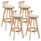 Modern Rubberwood Restaurant Stool Matte Finish Upholstered Bar Stools Khaki Set of 4 Clearhalo 'Bar Furniture' 'Bar Stools' 'bar_stools' 'Furniture' 'furniture_bar_stools' 'Kitchen & Dining Furniture' 4984525