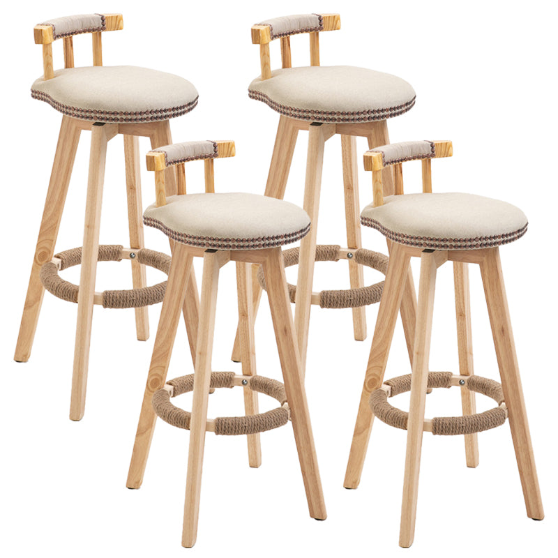 Modern Rubberwood Restaurant Stool Matte Finish Upholstered Bar Stools Khaki Set of 4 Clearhalo 'Bar Furniture' 'Bar Stools' 'bar_stools' 'Furniture' 'furniture_bar_stools' 'Kitchen & Dining Furniture' 4984525