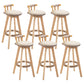 Modern Rubberwood Restaurant Stool Matte Finish Upholstered Bar Stools Khaki Set of 6 Clearhalo 'Bar Furniture' 'Bar Stools' 'bar_stools' 'Furniture' 'furniture_bar_stools' 'Kitchen & Dining Furniture' 4984526
