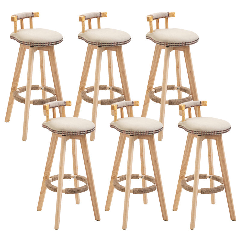 Modern Rubberwood Restaurant Stool Matte Finish Upholstered Bar Stools Khaki Set of 6 Clearhalo 'Bar Furniture' 'Bar Stools' 'bar_stools' 'Furniture' 'furniture_bar_stools' 'Kitchen & Dining Furniture' 4984526