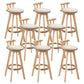Modern Rubberwood Restaurant Stool Matte Finish Upholstered Bar Stools Khaki Set of 8 Clearhalo 'Bar Furniture' 'Bar Stools' 'bar_stools' 'Furniture' 'furniture_bar_stools' 'Kitchen & Dining Furniture' 4984527