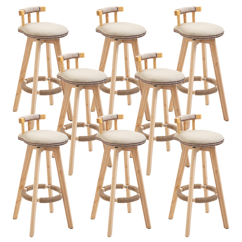 Modern Rubberwood Restaurant Stool Matte Finish Upholstered Bar Stools Khaki Set of 8 Clearhalo 'Bar Furniture' 'Bar Stools' 'bar_stools' 'Furniture' 'furniture_bar_stools' 'Kitchen & Dining Furniture' 4984527