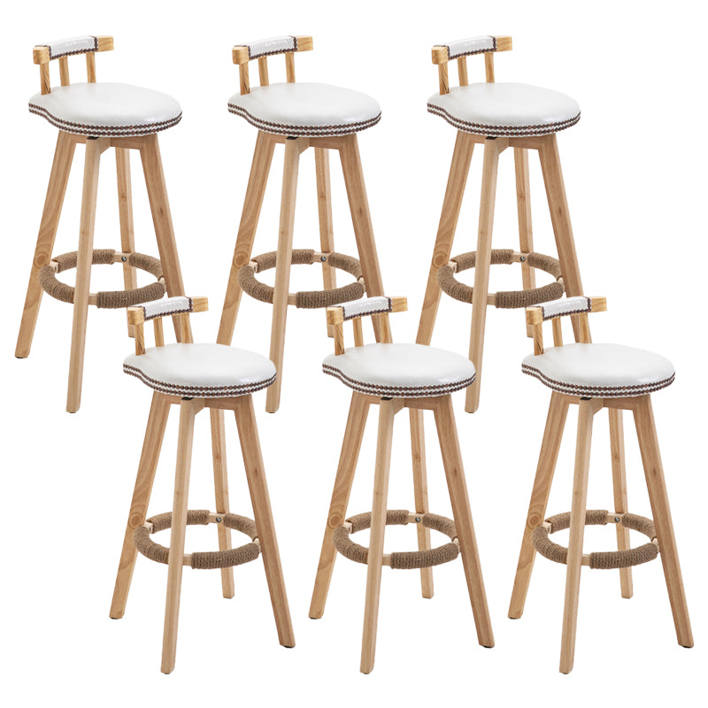 Modern Rubberwood Restaurant Stool Matte Finish Upholstered Bar Stools White Set of 6 Clearhalo 'Bar Furniture' 'Bar Stools' 'bar_stools' 'Furniture' 'furniture_bar_stools' 'Kitchen & Dining Furniture' 4984530