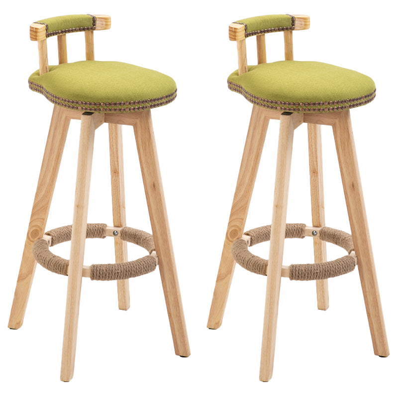 Modern Rubberwood Restaurant Stool Matte Finish Upholstered Bar Stools Green Set of 2 Clearhalo 'Bar Furniture' 'Bar Stools' 'bar_stools' 'Furniture' 'furniture_bar_stools' 'Kitchen & Dining Furniture' 4984532