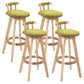 Modern Rubberwood Restaurant Stool Matte Finish Upholstered Bar Stools Green Set of 4 Clearhalo 'Bar Furniture' 'Bar Stools' 'bar_stools' 'Furniture' 'furniture_bar_stools' 'Kitchen & Dining Furniture' 4984533