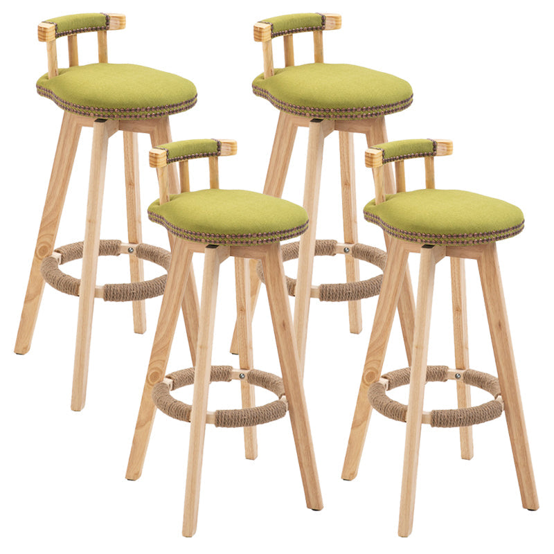 Modern Rubberwood Restaurant Stool Matte Finish Upholstered Bar Stools Green Set of 4 Clearhalo 'Bar Furniture' 'Bar Stools' 'bar_stools' 'Furniture' 'furniture_bar_stools' 'Kitchen & Dining Furniture' 4984533