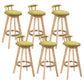 Modern Rubberwood Restaurant Stool Matte Finish Upholstered Bar Stools Green Set of 6 Clearhalo 'Bar Furniture' 'Bar Stools' 'bar_stools' 'Furniture' 'furniture_bar_stools' 'Kitchen & Dining Furniture' 4984534