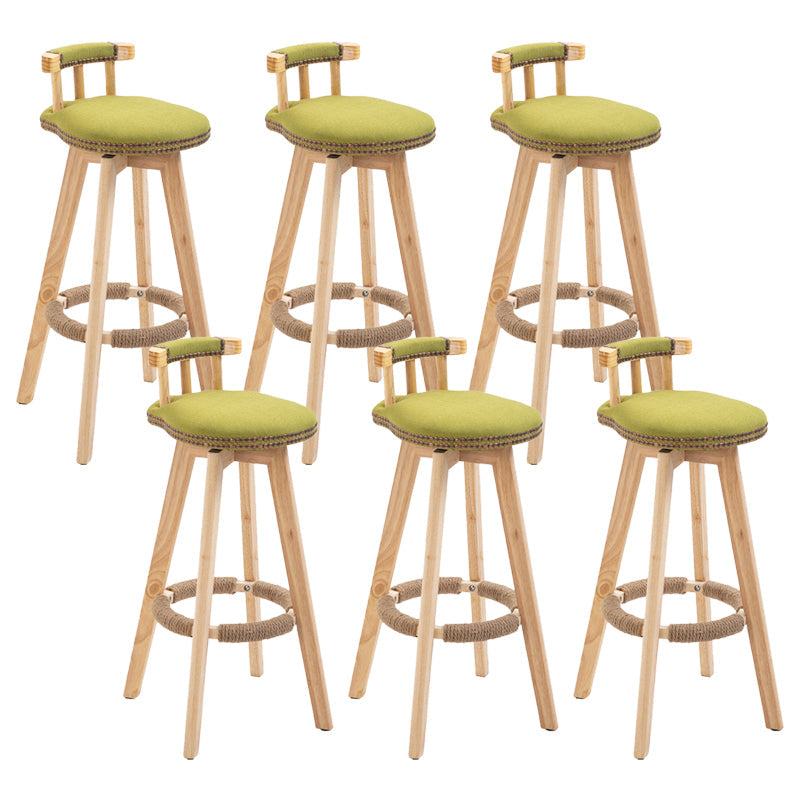 Modern Rubberwood Restaurant Stool Matte Finish Upholstered Bar Stools Green Set of 6 Clearhalo 'Bar Furniture' 'Bar Stools' 'bar_stools' 'Furniture' 'furniture_bar_stools' 'Kitchen & Dining Furniture' 4984534