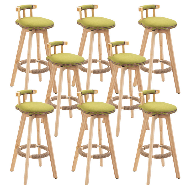 Modern Rubberwood Restaurant Stool Matte Finish Upholstered Bar Stools Green Set of 8 Clearhalo 'Bar Furniture' 'Bar Stools' 'bar_stools' 'Furniture' 'furniture_bar_stools' 'Kitchen & Dining Furniture' 4984535