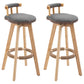 Modern Rubberwood Restaurant Stool Matte Finish Upholstered Bar Stools Dark Gray Set of 2 Clearhalo 'Bar Furniture' 'Bar Stools' 'bar_stools' 'Furniture' 'furniture_bar_stools' 'Kitchen & Dining Furniture' 4984536