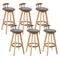 Modern Rubberwood Restaurant Stool Matte Finish Upholstered Bar Stools Dark Gray Set of 6 Clearhalo 'Bar Furniture' 'Bar Stools' 'bar_stools' 'Furniture' 'furniture_bar_stools' 'Kitchen & Dining Furniture' 4984538