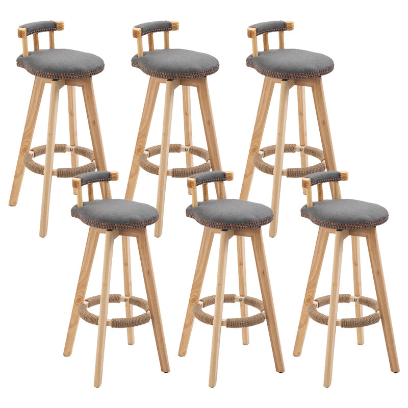 Modern Rubberwood Restaurant Stool Matte Finish Upholstered Bar Stools Dark Gray Set of 6 Clearhalo 'Bar Furniture' 'Bar Stools' 'bar_stools' 'Furniture' 'furniture_bar_stools' 'Kitchen & Dining Furniture' 4984538
